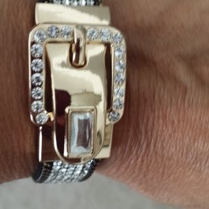 Bracelet,Gold Plated, Black crystal stone